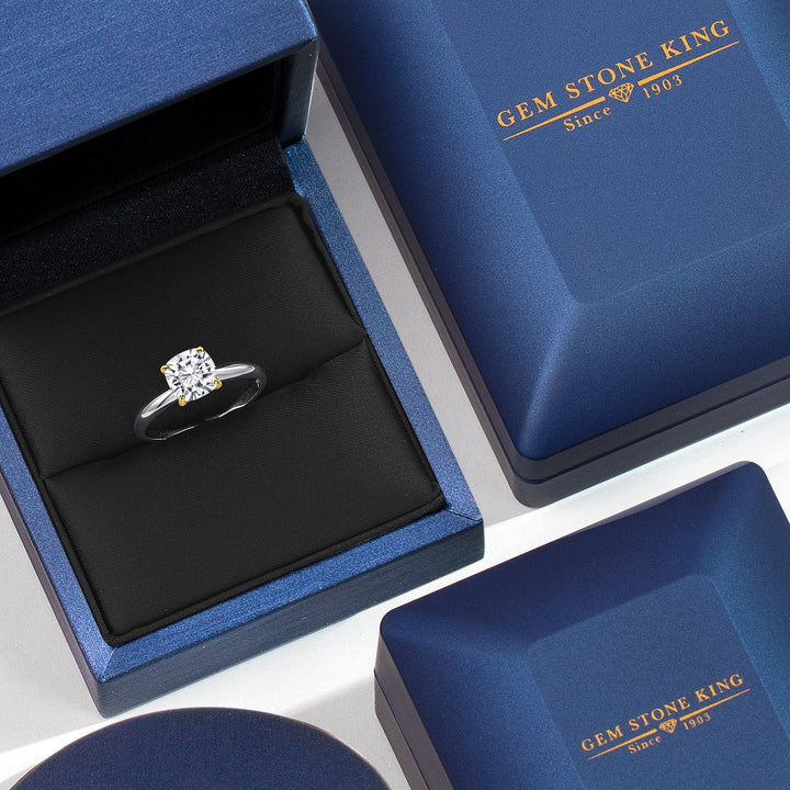 White Moissanite - April_Ring in 10K Two Tone Gold