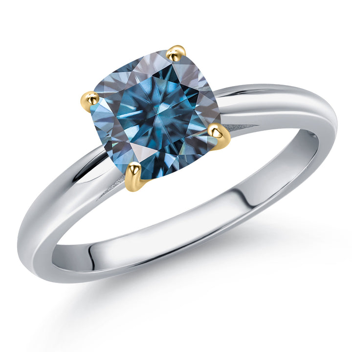 Persian Blue Moissanite - April_5_Ring in 10K Two Tone Gold