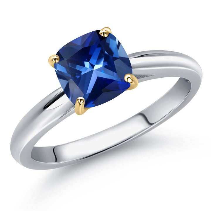 Blue Created Sapphire - September_5_Ring in 10K Two Tone Gold