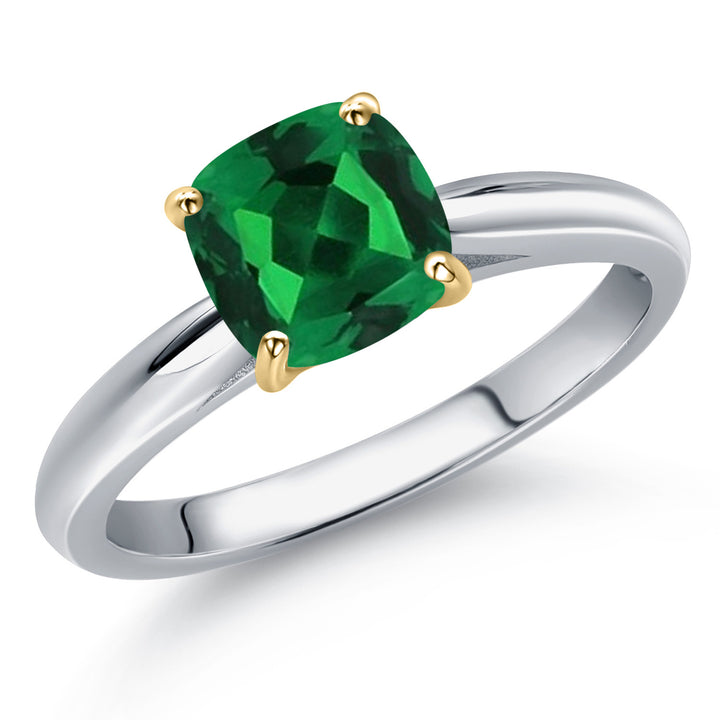 Nano Emerald - May_5_Ring in 10K Two Tone Gold