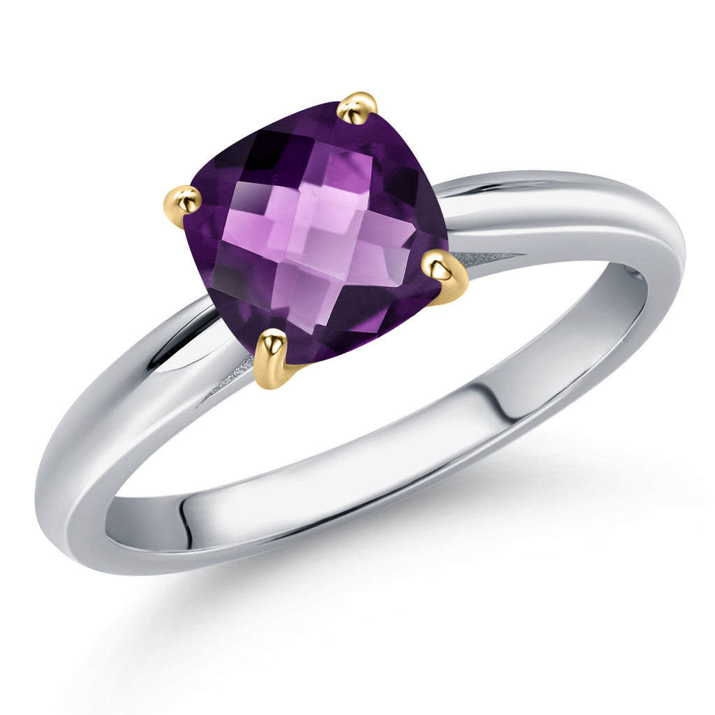 Amethyst-Checkerboard - February_6_Ring in 10K Two Tone Gold