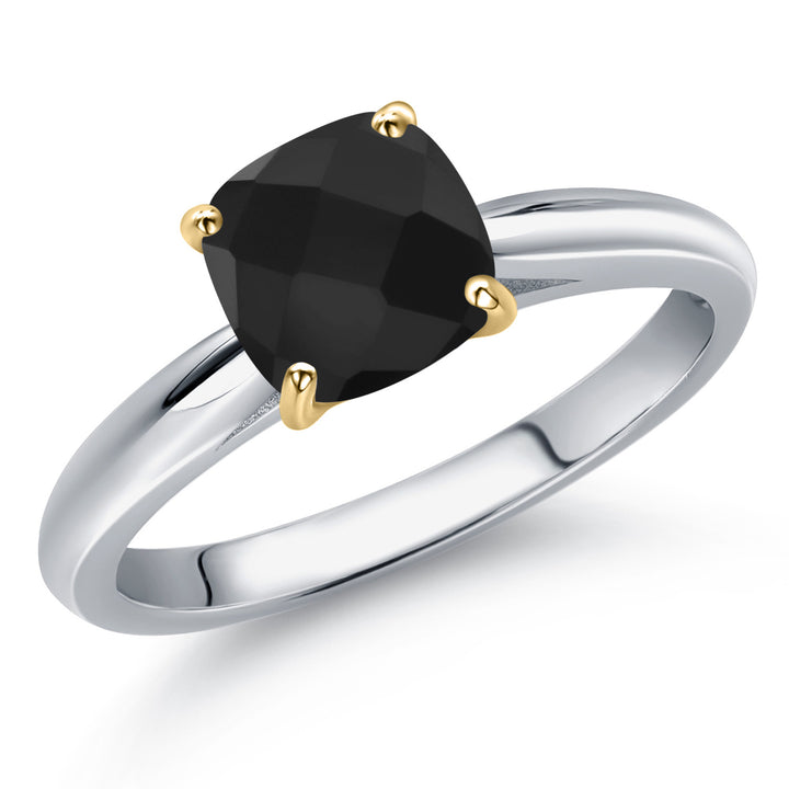 Onyx-Checkerboard - December_5_Ring in 10K Two Tone Gold