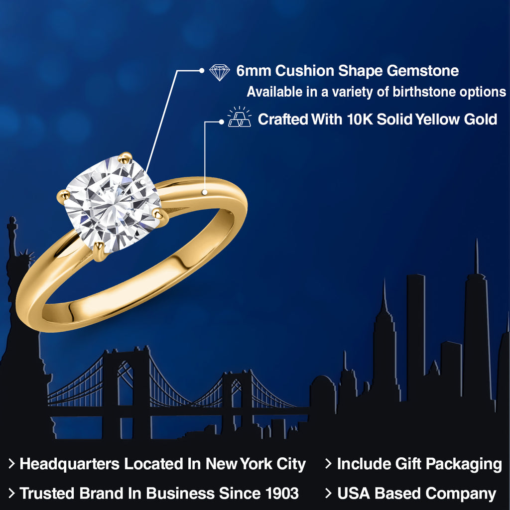 White Moissanite - April_Ring in 10K Yellow Gold