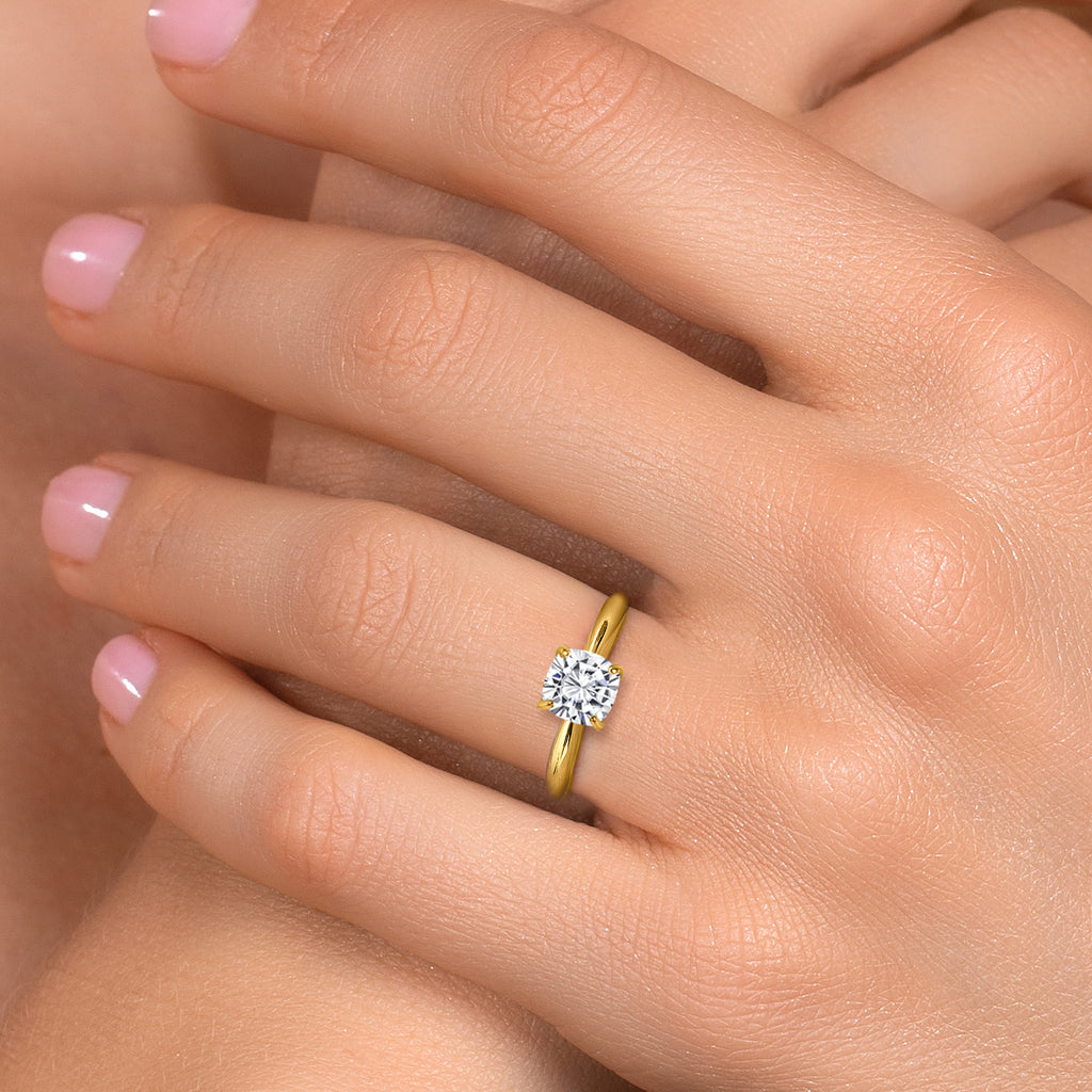 White Moissanite - April_Ring in 10K Yellow Gold
