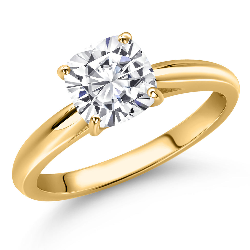 White Moissanite - April_8_Ring in 10K Yellow Gold