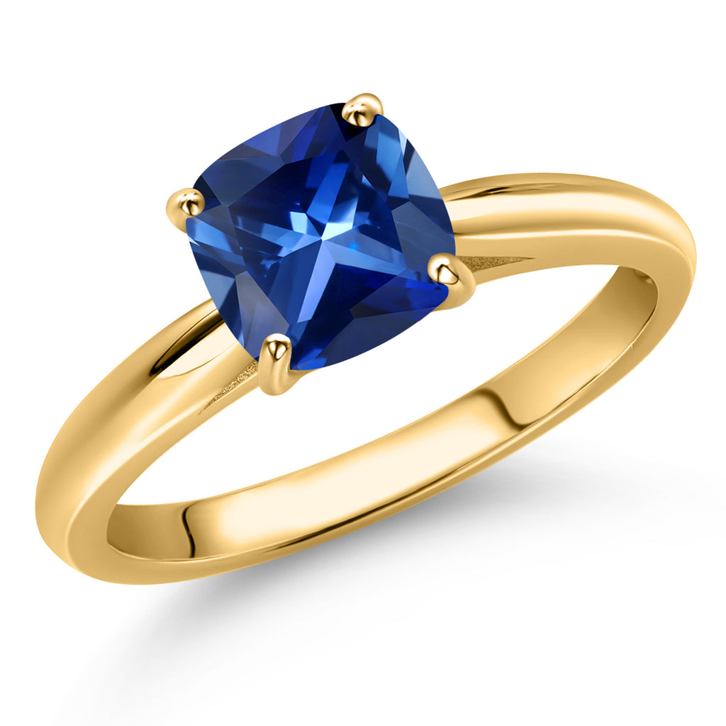 Blue Created Sapphire - September_8_Ring in 10K Yellow Gold