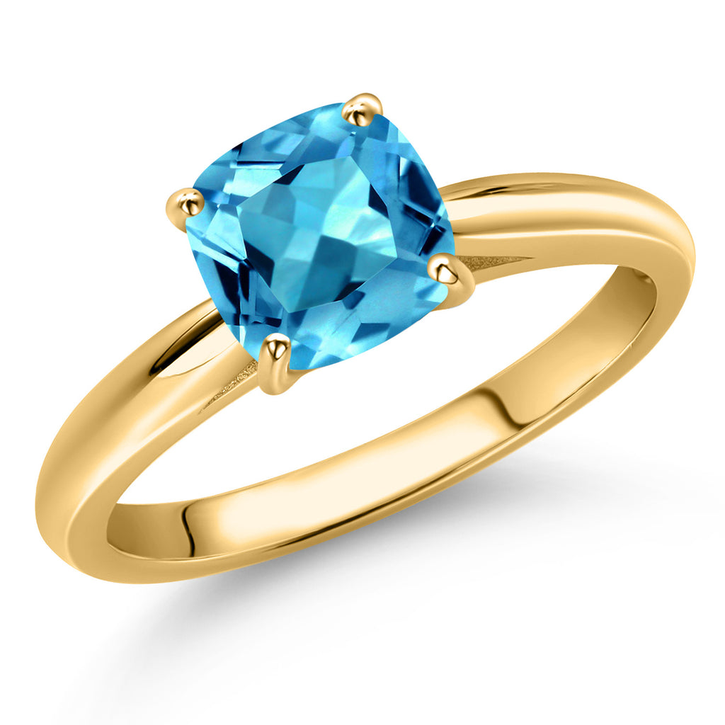 Swiss Blue Topaz - November_7_Ring in 10K Yellow Gold