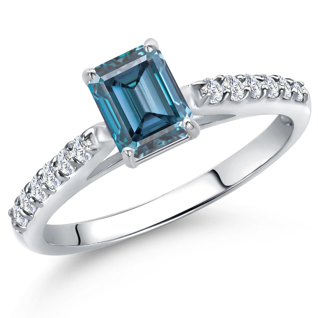 Persian Blue Moissanite - April_8_Ring in 10K White Gold