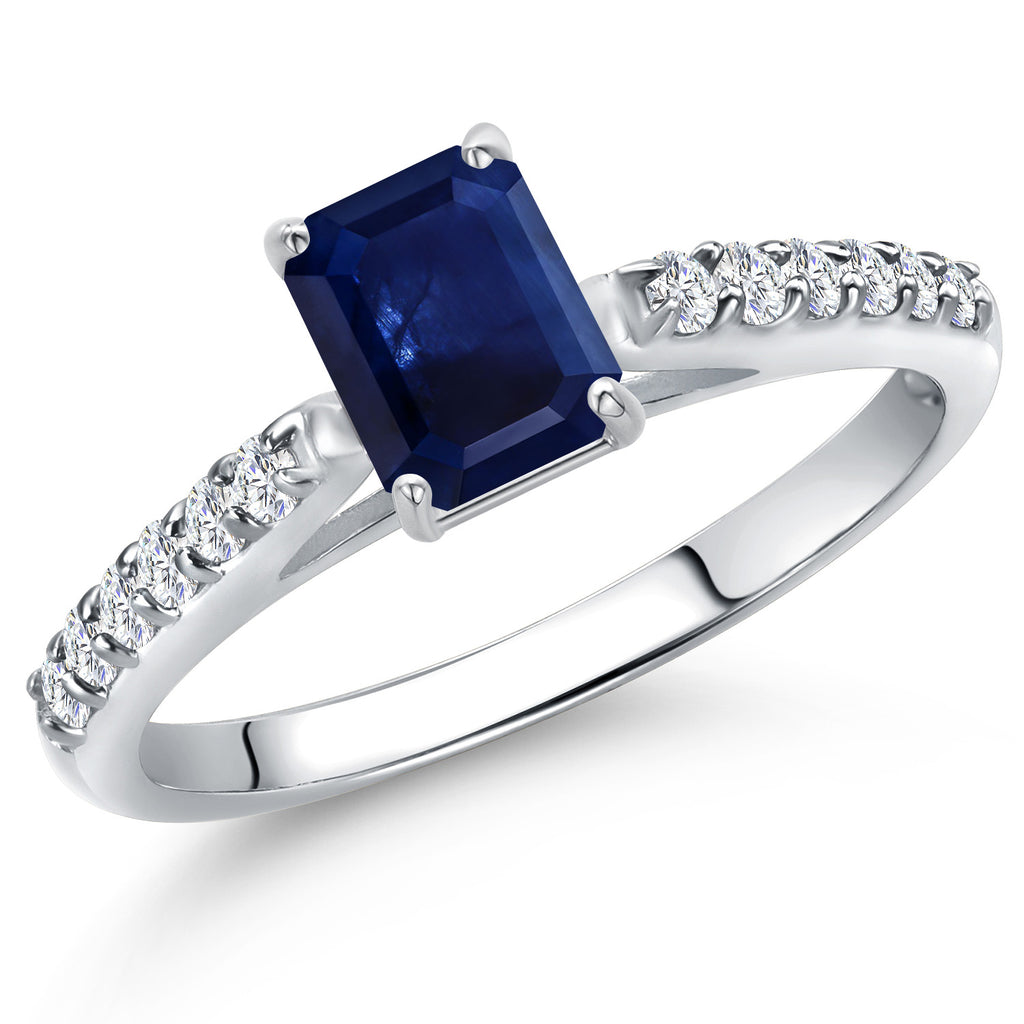Blue Sapphire - September_7_Ring in 10K White Gold
