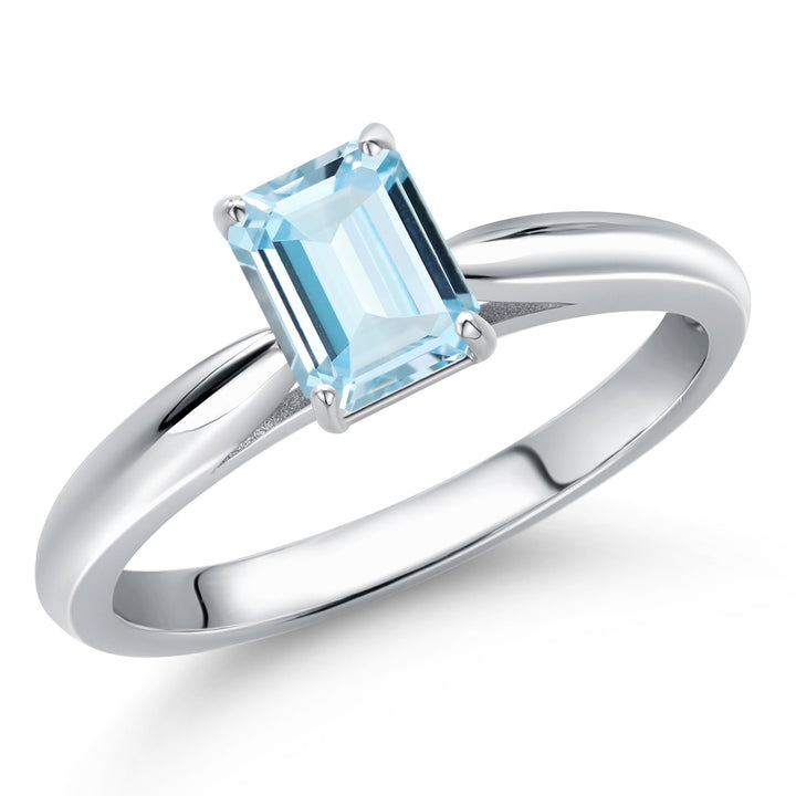 Aquamarine - March_5_Ring in 10K White Gold
