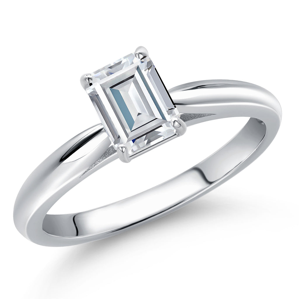 White Moissanite - April_8_Ring in 10K White Gold