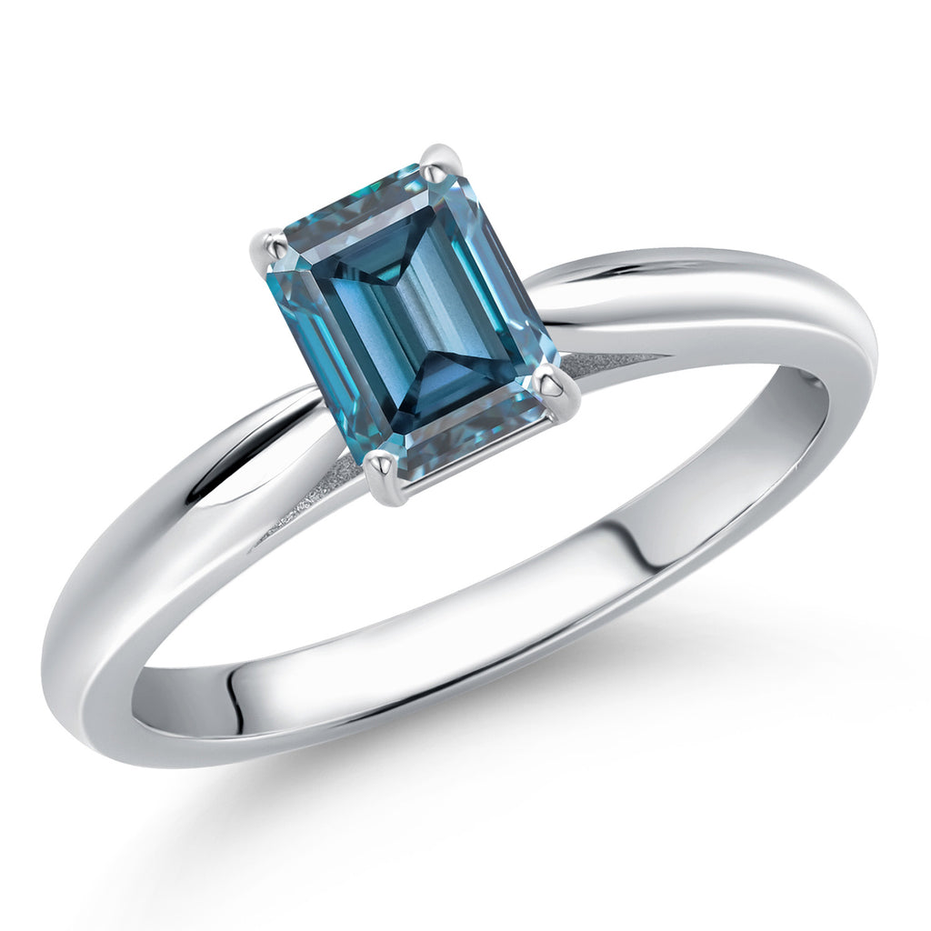 Persian Blue Moissanite - April_7_Ring in 10K White Gold