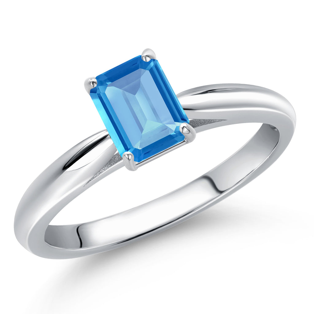 Swiss Blue Topaz - November_8_Ring in 10K White Gold