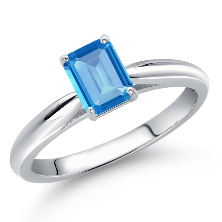 Swiss Blue Topaz - November_9_Ring in 10K White Gold