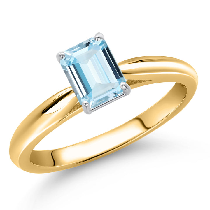 Aquamarine - March_5_Ring in 10K Two Tone Gold