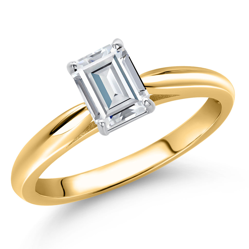 White Moissanite - April_7_Ring in 10K Two Tone Gold