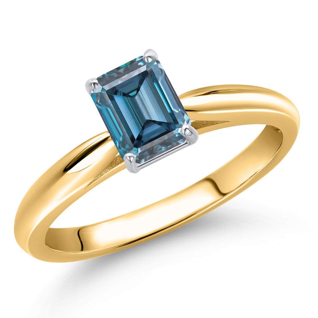 Persian Blue Moissanite - April_6_Ring in 10K Two Tone Gold