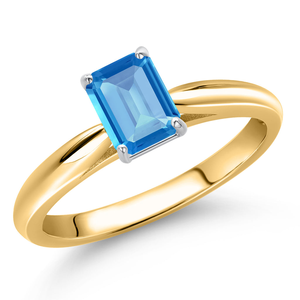 Swiss Blue Topaz - November_9_Ring in 10K Two Tone Gold