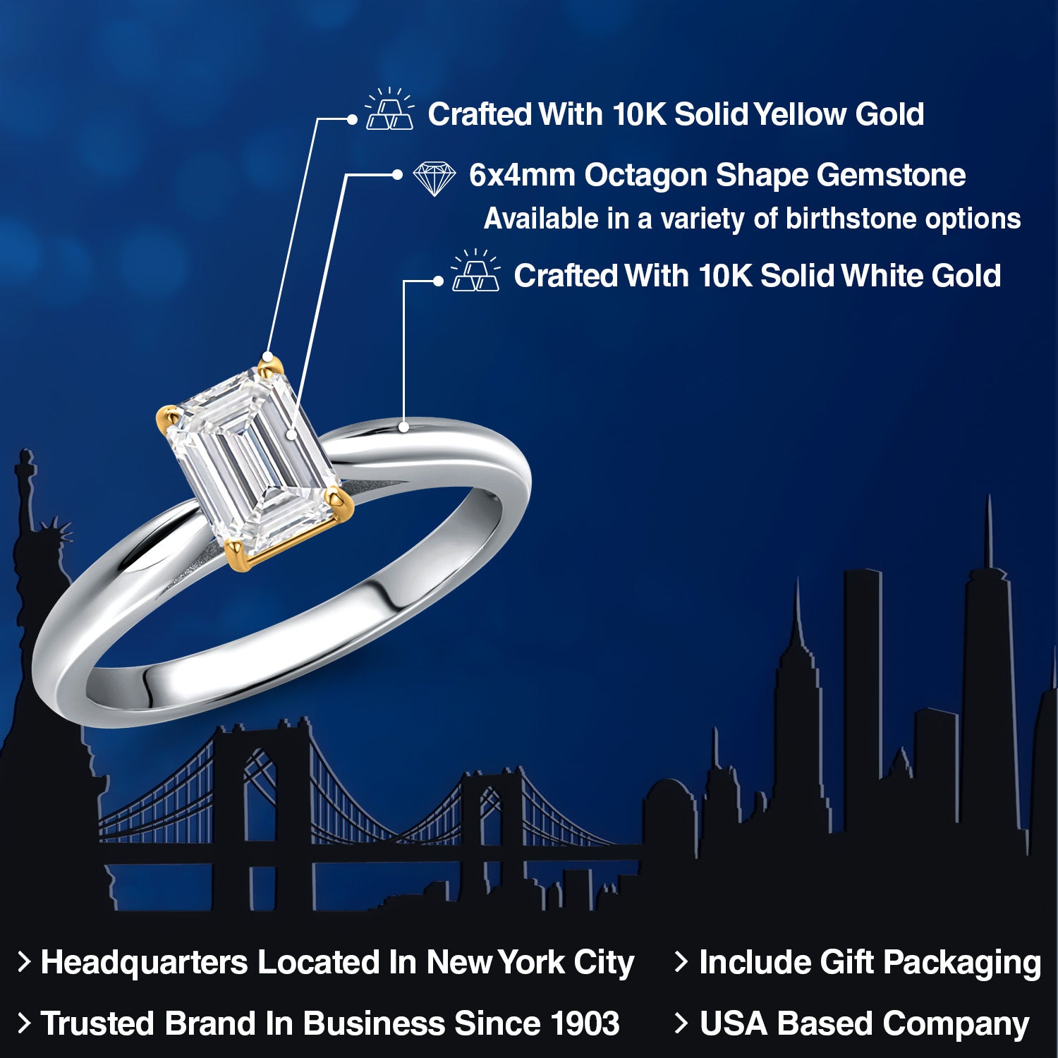 Ring in 10K Two Tone Gold