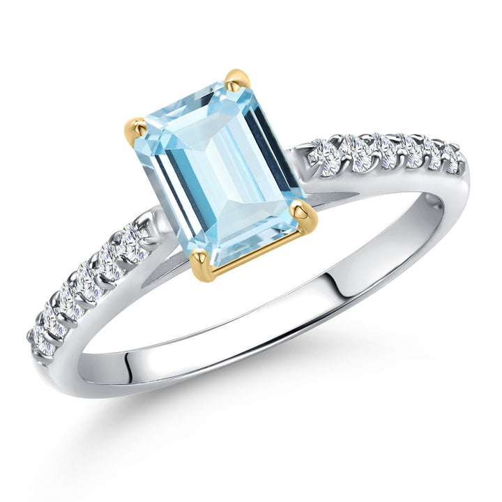 Aquamarine - March_7_Ring in 10K Two Tone Gold