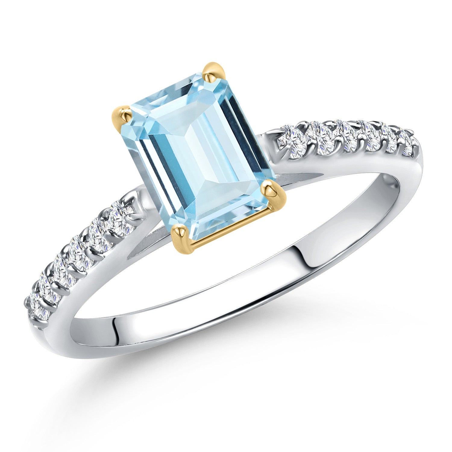 Aquamarine - March_8_Ring in 10K Two Tone Gold