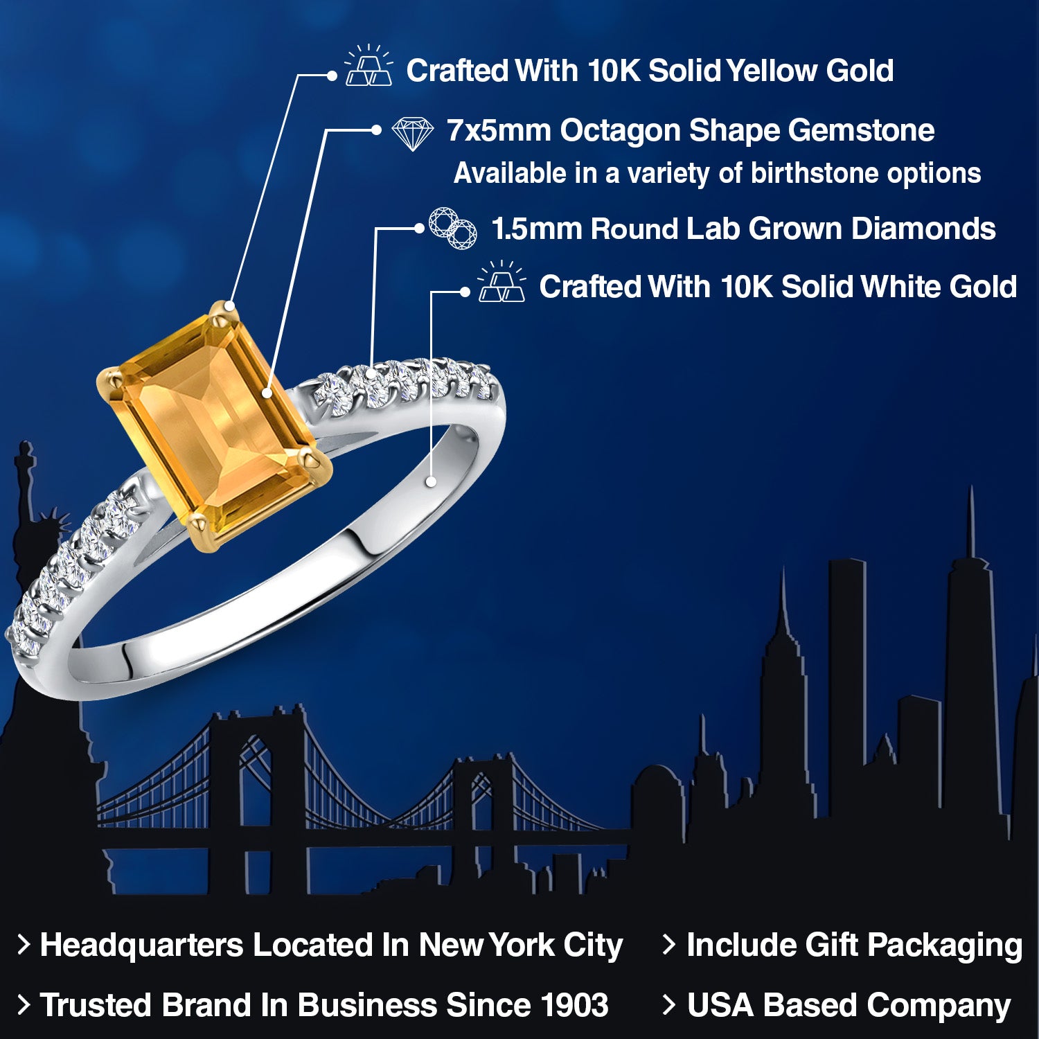 Citrine - November_5_Ring in 10K Two Tone Gold