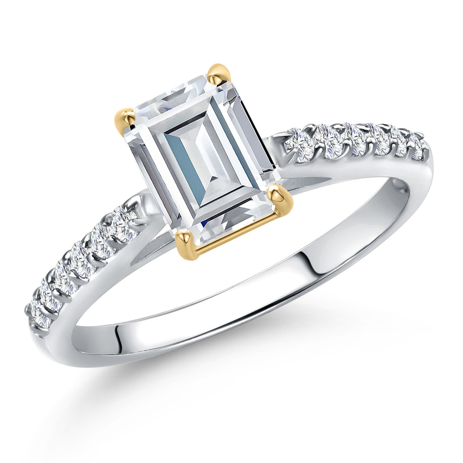 White Moissanite - April_9_Ring in 10K Two Tone Gold