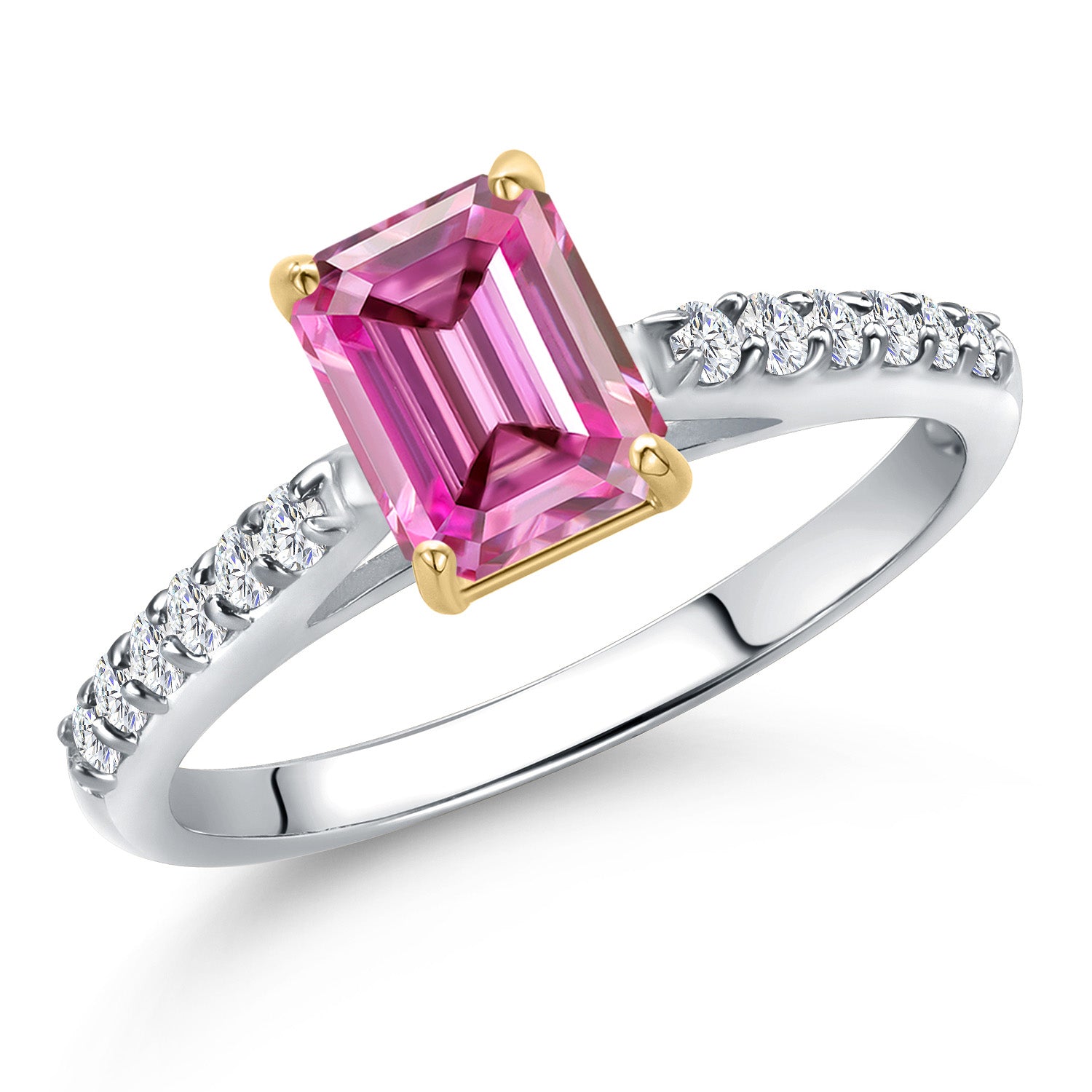 Pink Moissanite - April_9_Ring in 10K Two Tone Gold