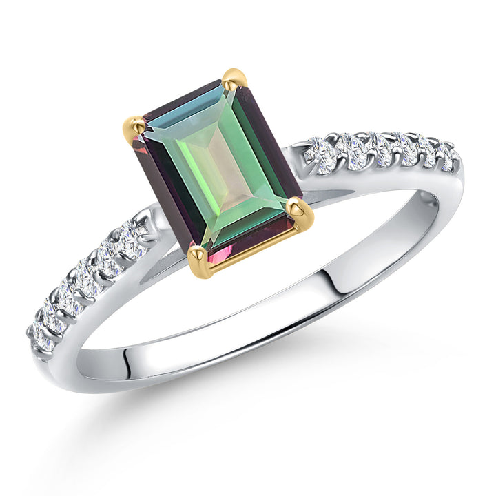 Green Mystic Topaz_5_Ring in 10K Two Tone Gold