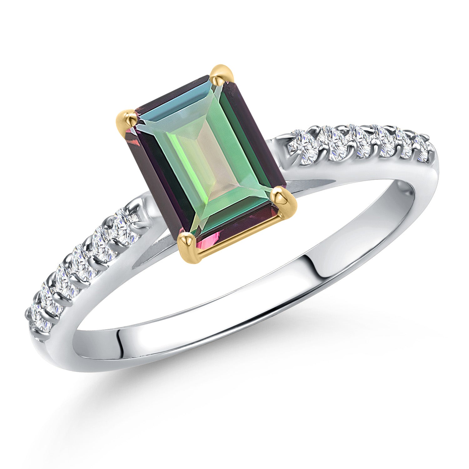 Green Mystic Topaz_7_Ring in 10K Two Tone Gold