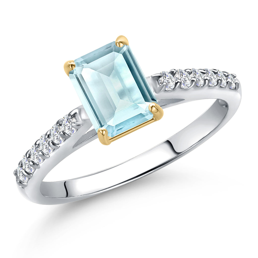 Sky Blue Topaz - November_9_Ring in 10K Two Tone Gold