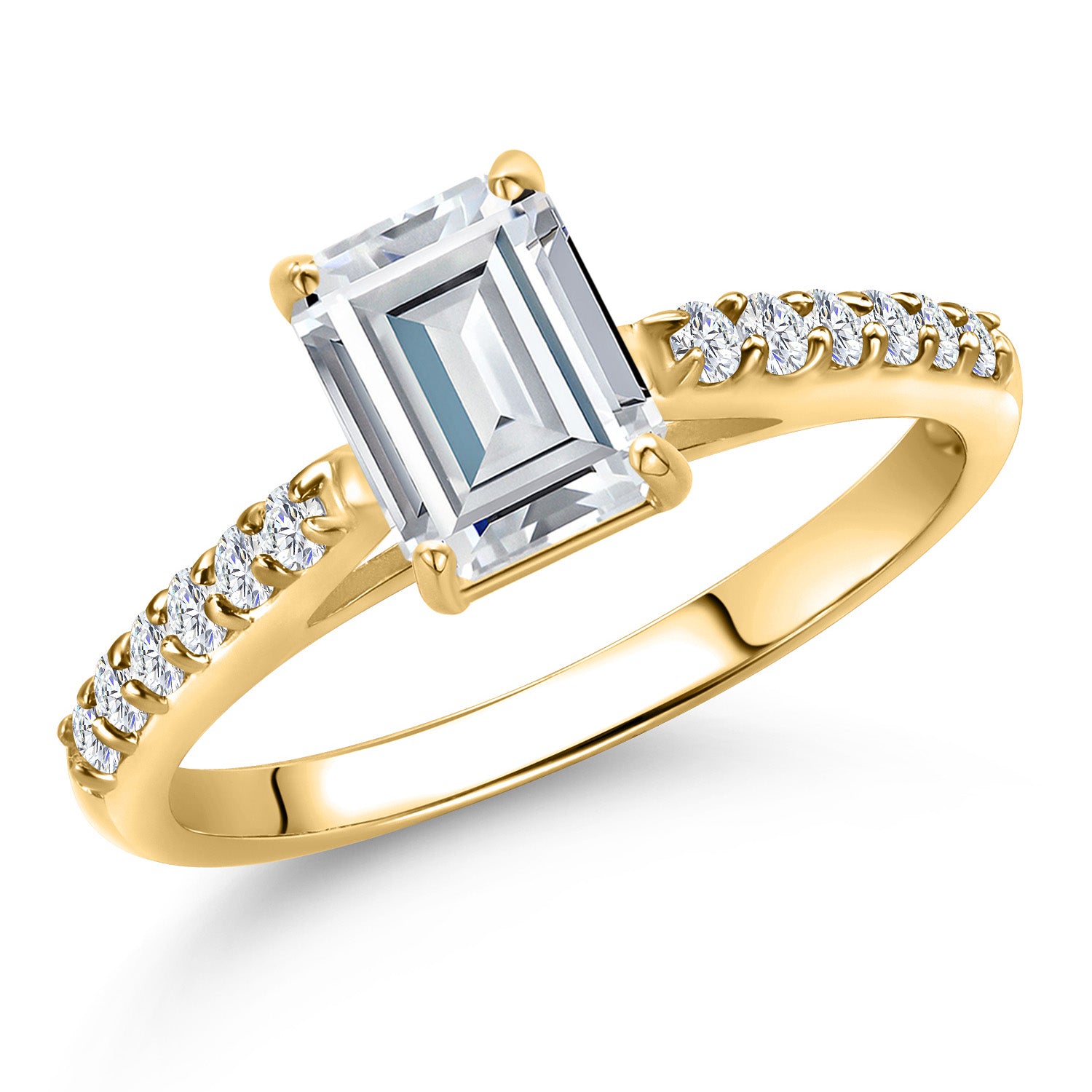 White Moissanite - April_7_Ring in 10K Yellow Gold