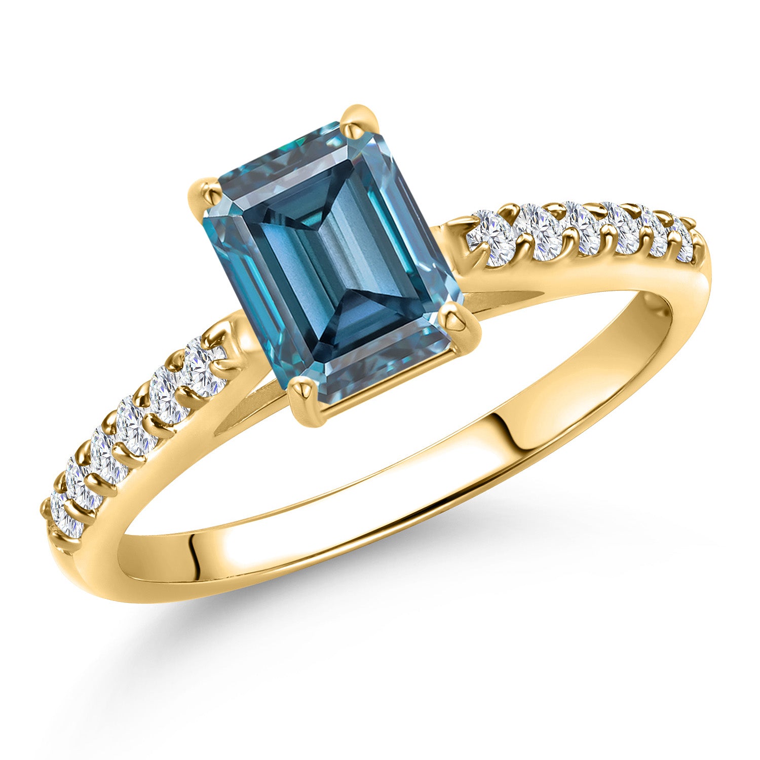 Persian Blue Moissanite - April_8_Ring in 10K Yellow Gold