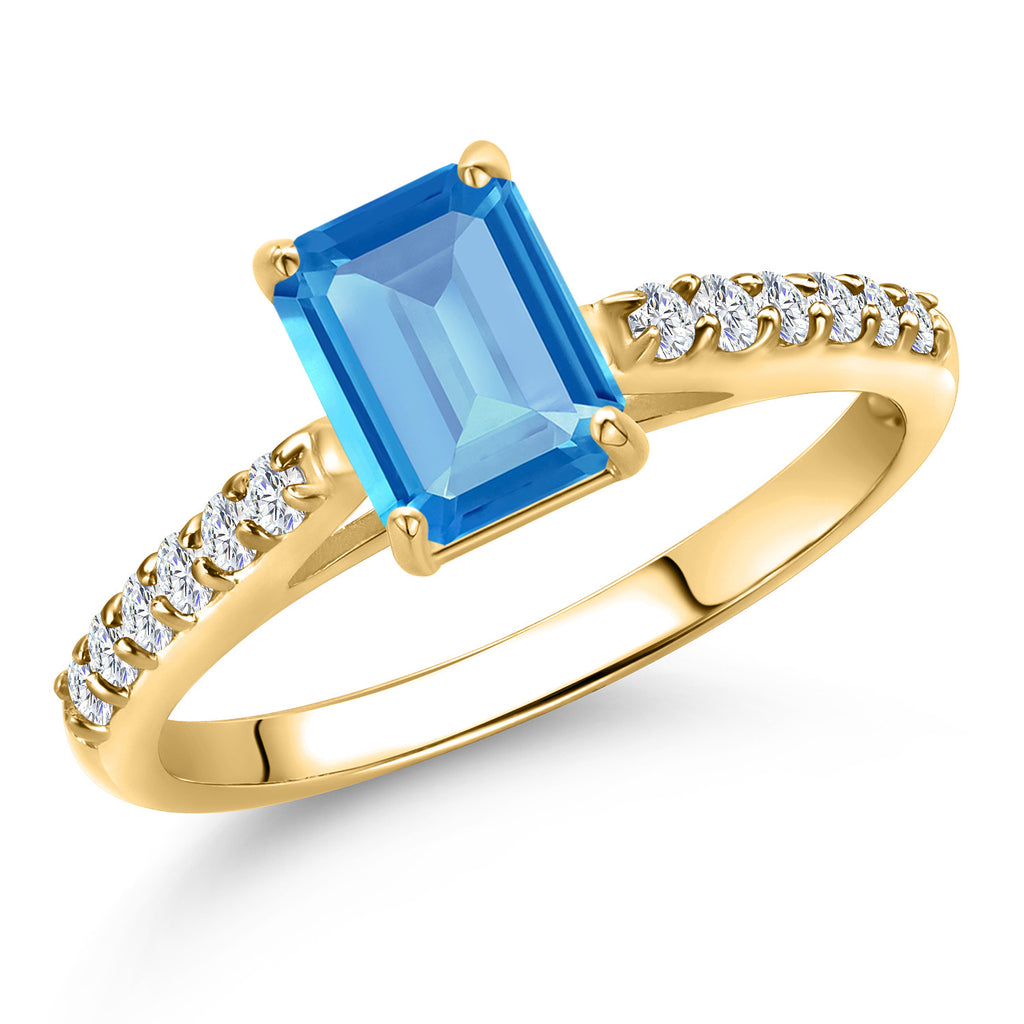 Swiss Blue Topaz - November_7_Ring in 10K Yellow Gold