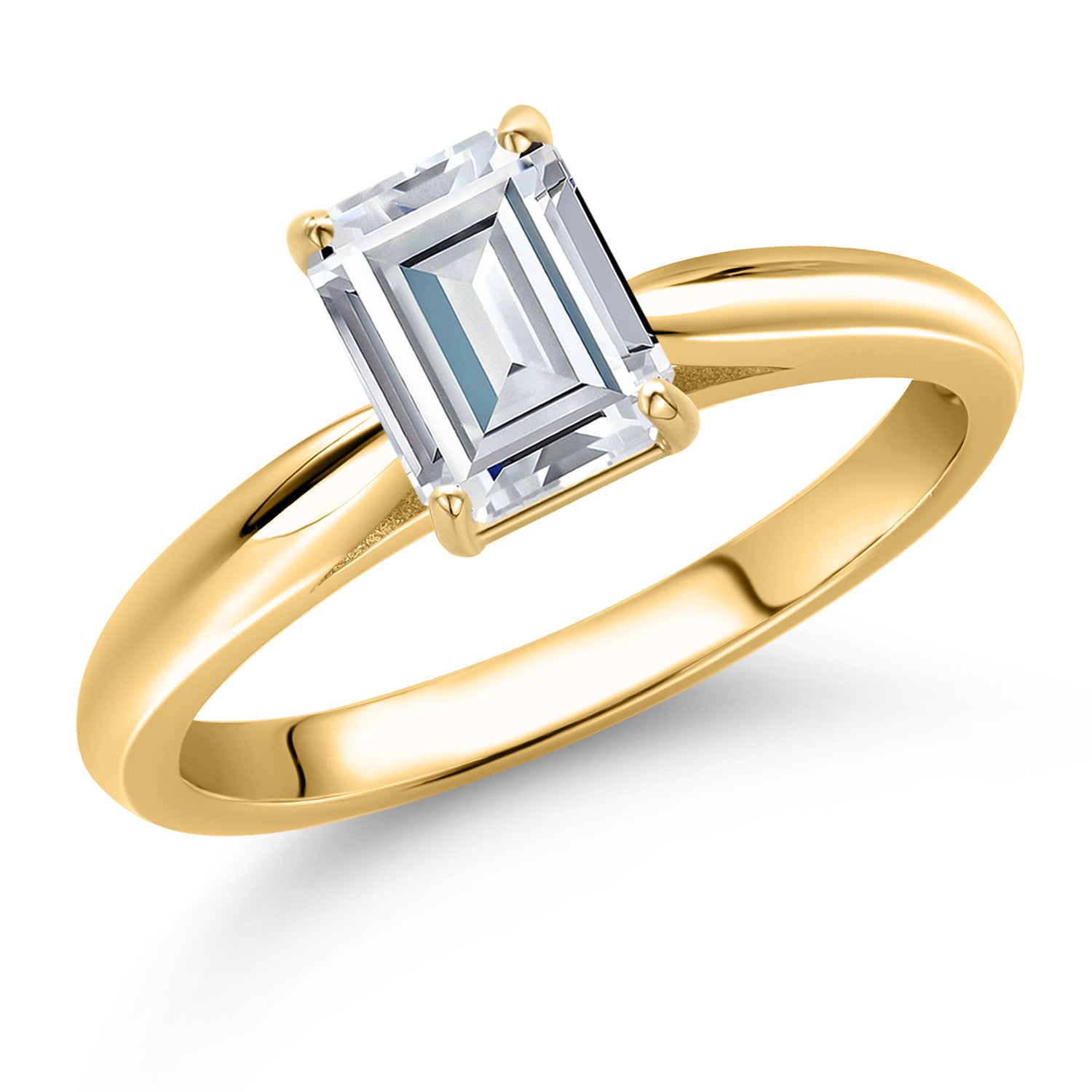 White Moissanite - April_8_Ring in 10K Yellow Gold
