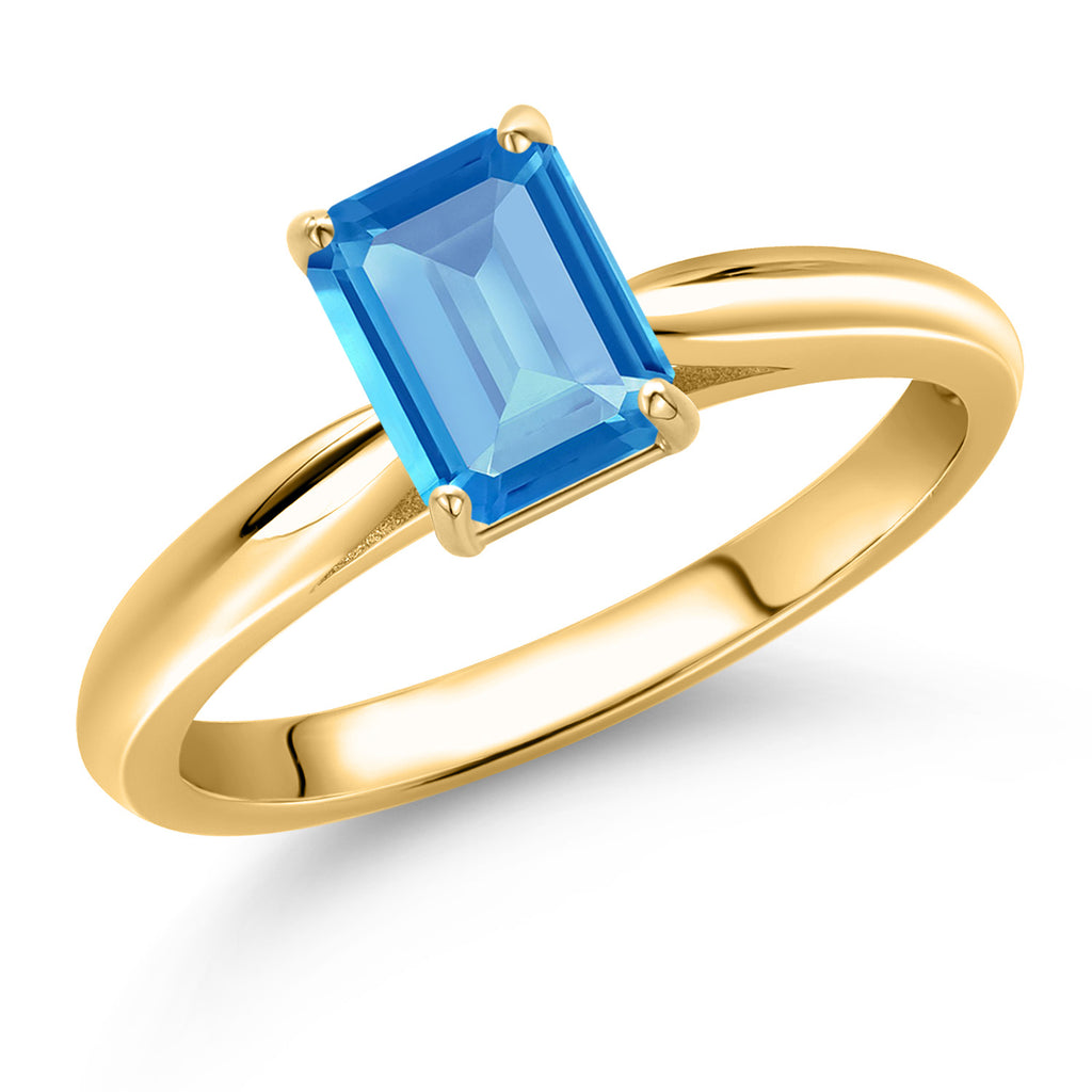 Swiss Blue Topaz - November_5_Ring in 10K Yellow Gold
