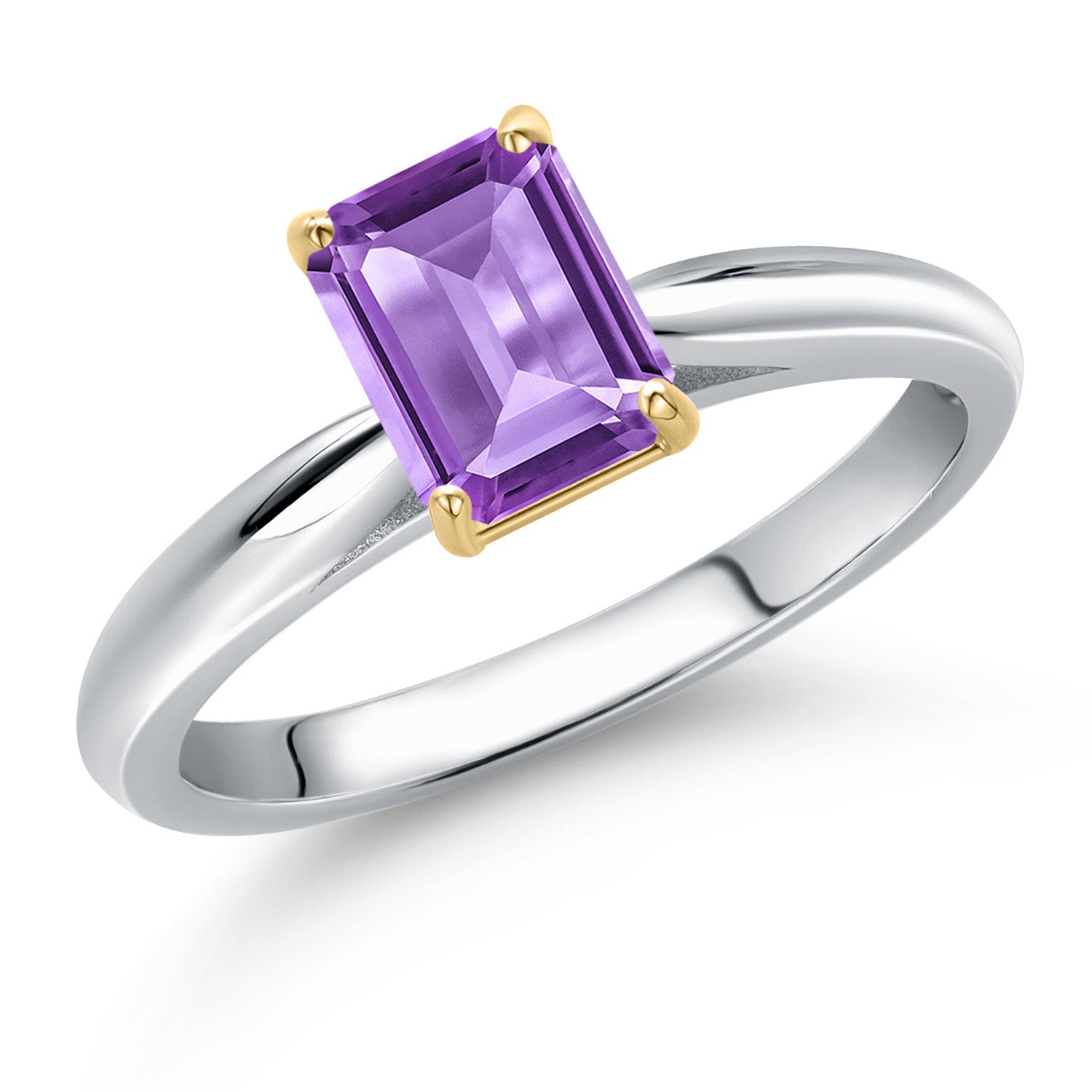 Amethyst - February_7_Ring in 925 Sterling Silver and 10K Yellow Gold