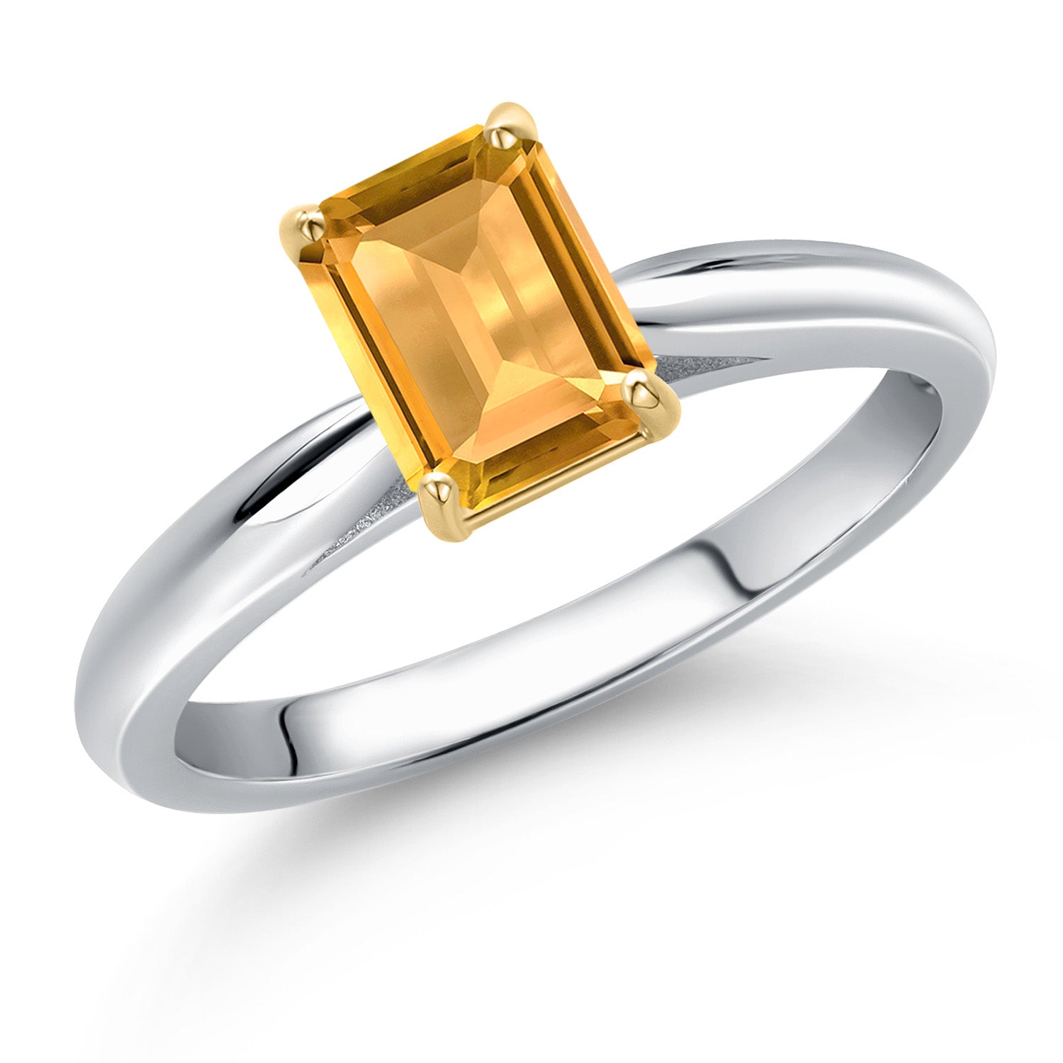 Citrine - November_8_Ring in 925 Sterling Silver and 10K Yellow Gold