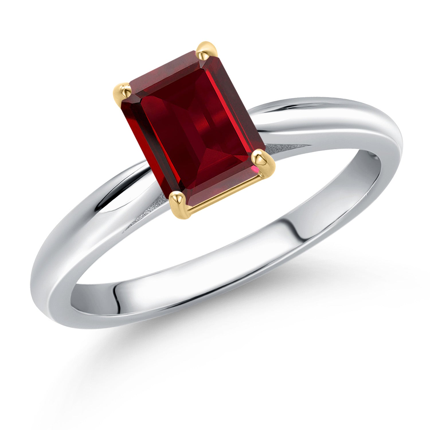 Garnet - January_7_Ring in 925 Sterling Silver and 10K Yellow Gold