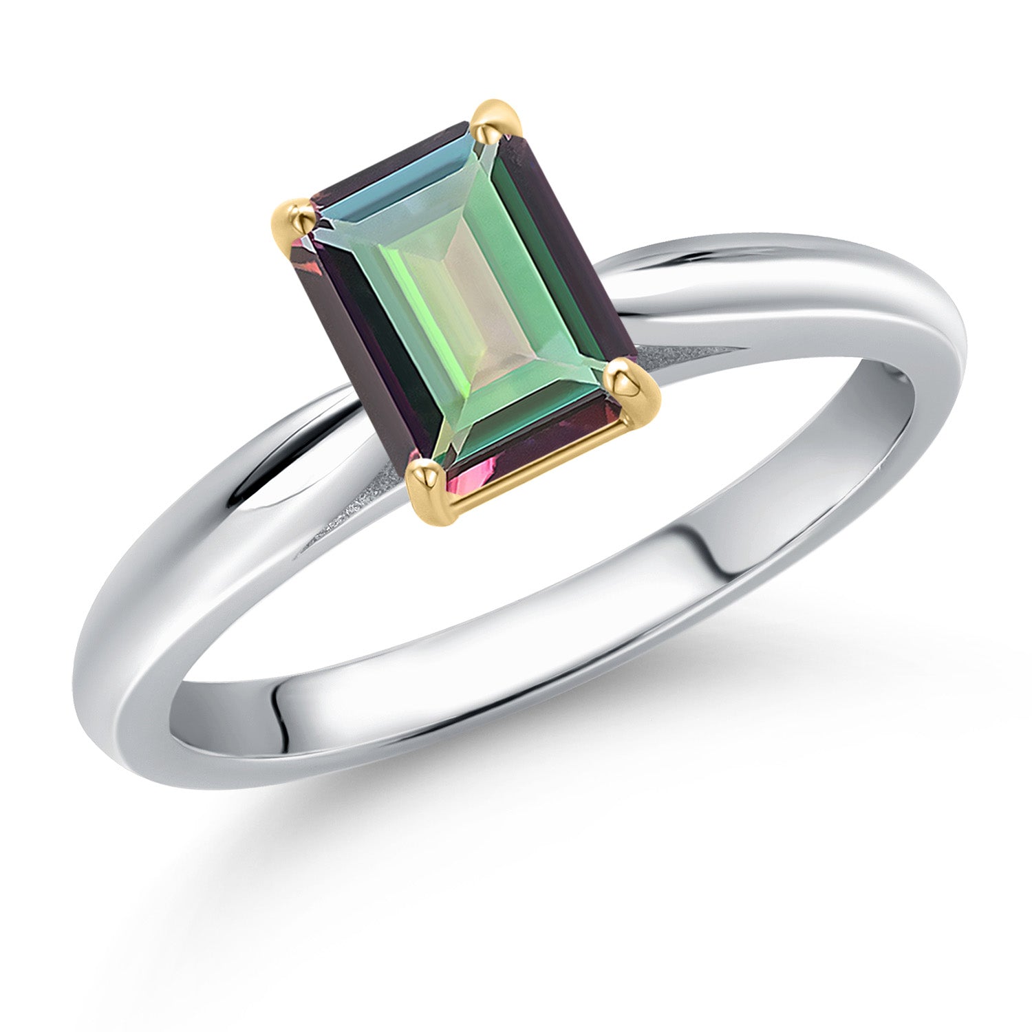 Green Mystic Topaz_7_Ring in 925 Sterling Silver and 10K Yellow Gold