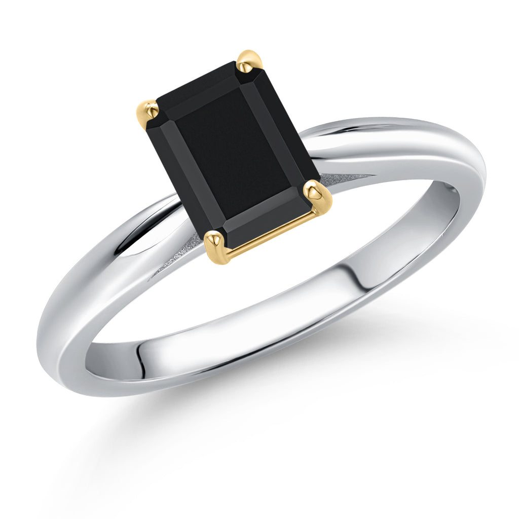 Onyx - December_5_Ring in 925 Sterling Silver and 10K Yellow Gold