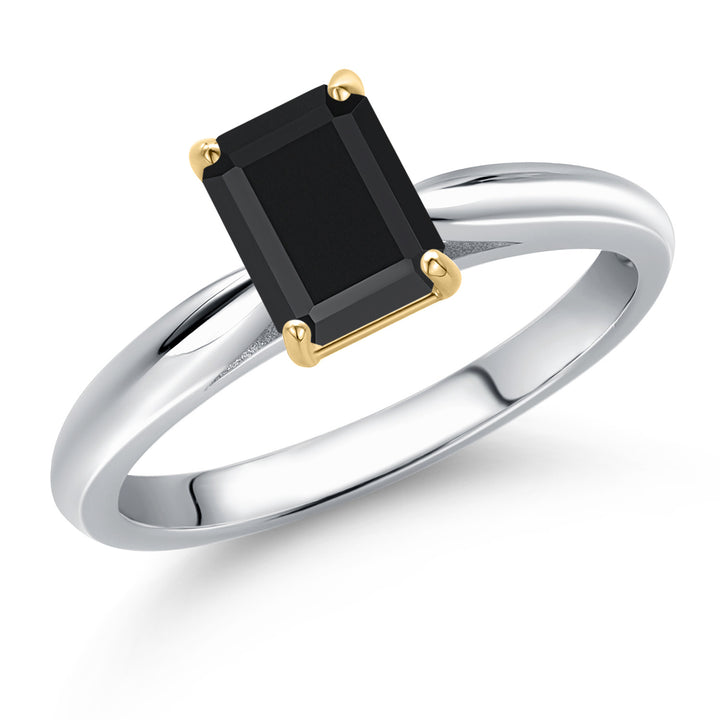 Onyx - December_7_Ring in 925 Sterling Silver and 10K Yellow Gold