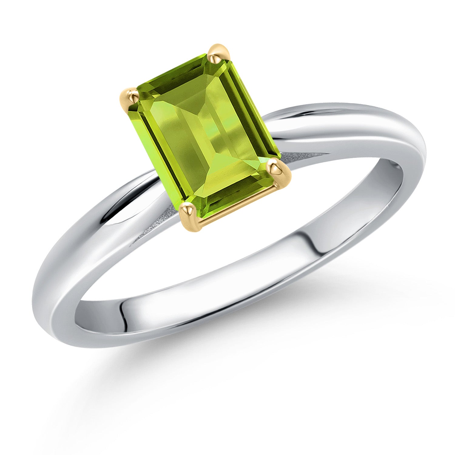 Peridot - August_6_Ring in 925 Sterling Silver and 10K Yellow Gold