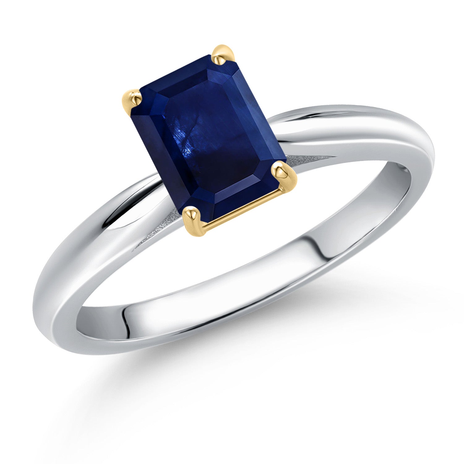 Blue Sapphire - September_7_Ring in 925 Sterling Silver and 10K Yellow Gold