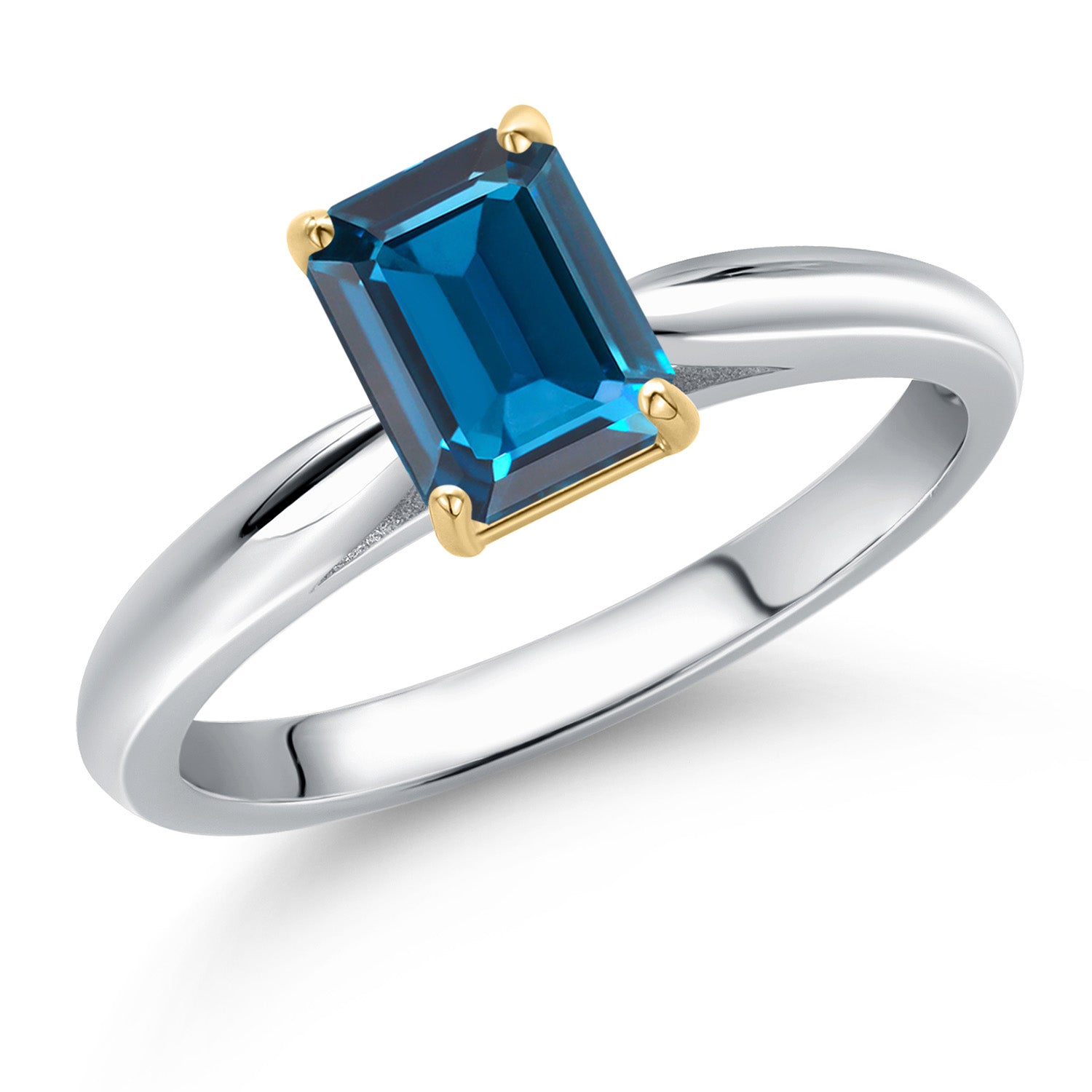London Blue Topaz - November_7_Ring in 925 Sterling Silver and 10K Yellow Gold
