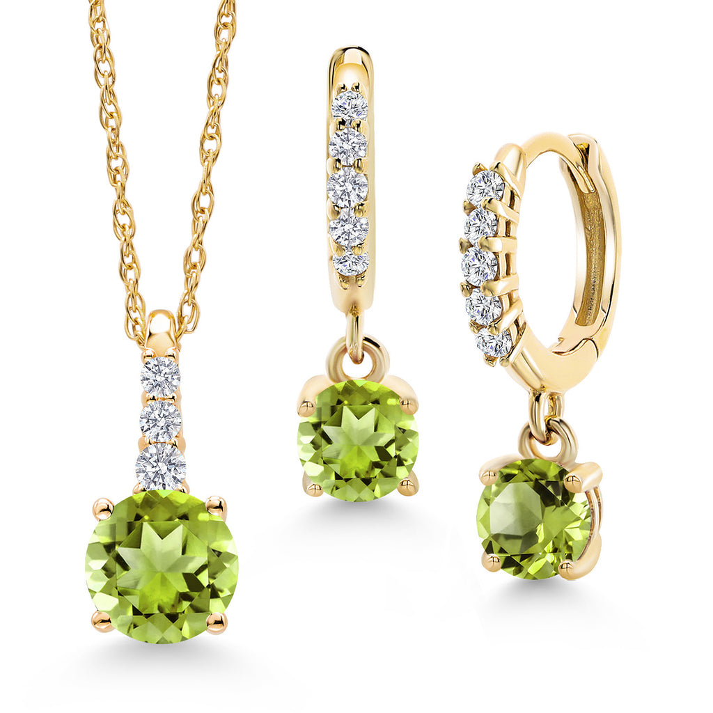 Peridot - August_Pendant Earrings Set in 10K Yellow Gold