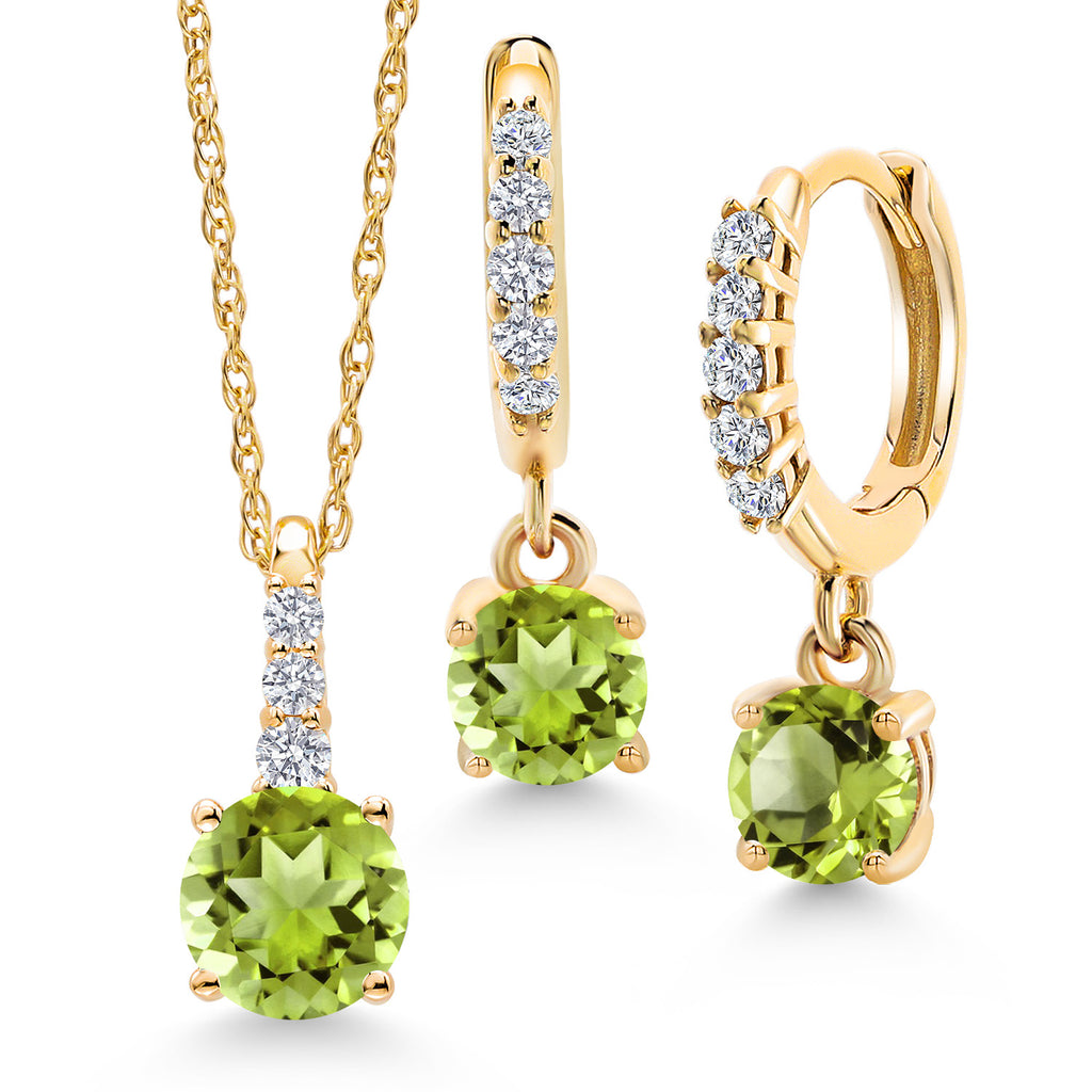 Peridot - August_Pendant Earrings Set in 10K Yellow Gold