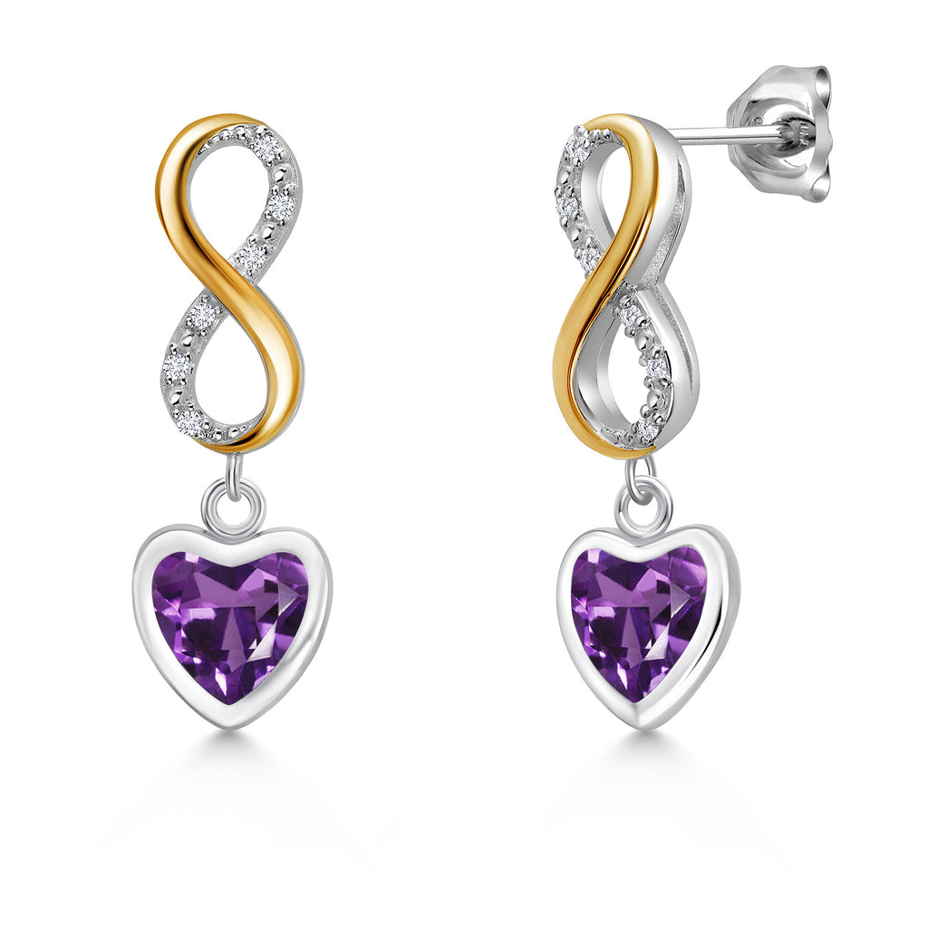 Amethyst - February_Earrings in 925 Sterling Silver and 10K Yellow Gold