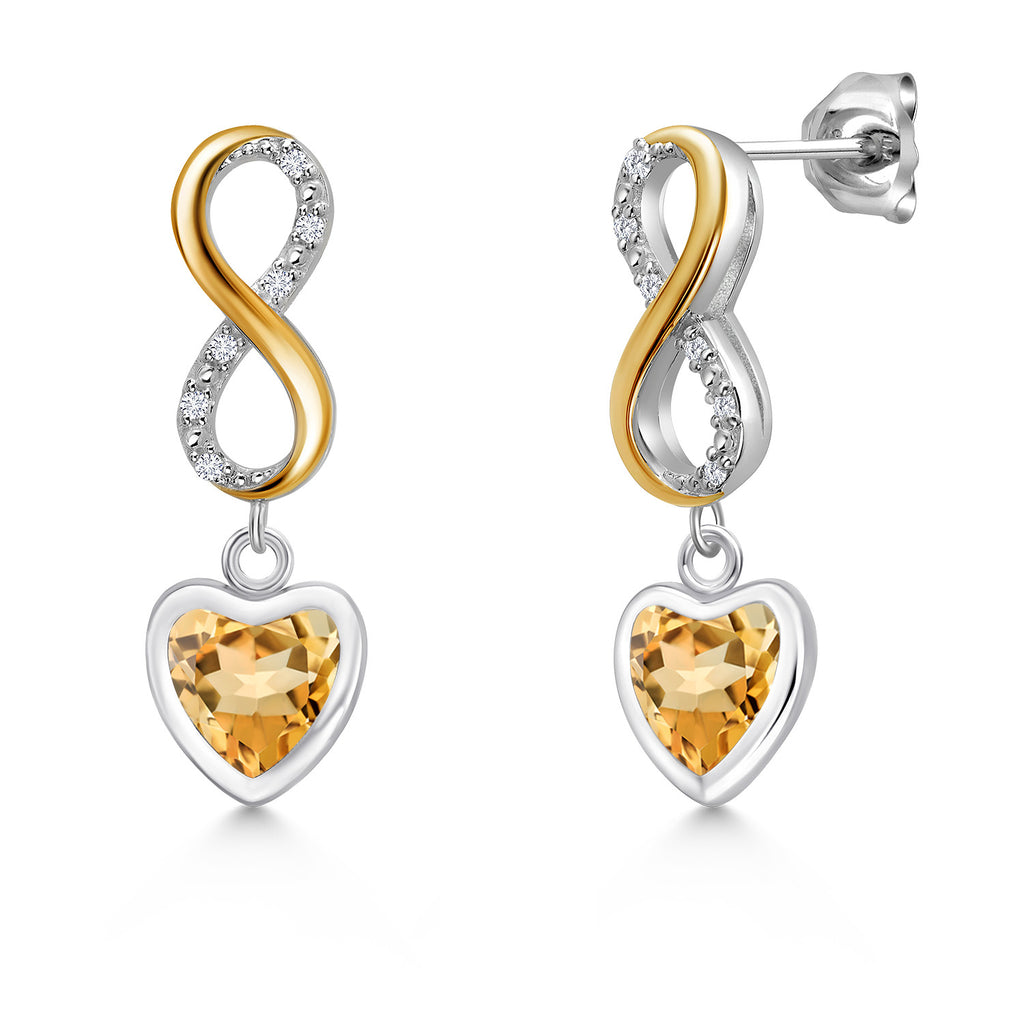 Citrine - November_Earrings in 925 Sterling Silver and 10K Yellow Gold