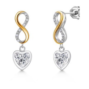 White Lab Grown Diamond - April_Earrings in 925 Sterling Silver and 10K Yellow Gold